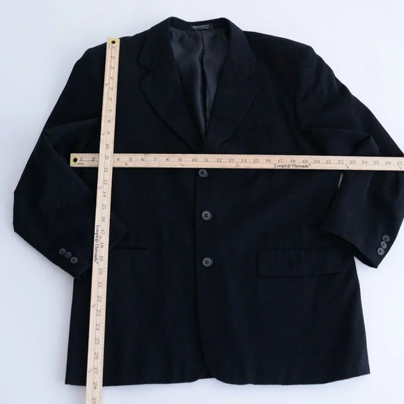 Vintage Bendetti Black Triple Button 100% Wool Blazer Size See Measurements - Picture 2 of 14